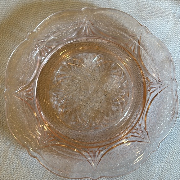 Pink Depression Royal Lace Small Plates (8) - Picture 6 of 11